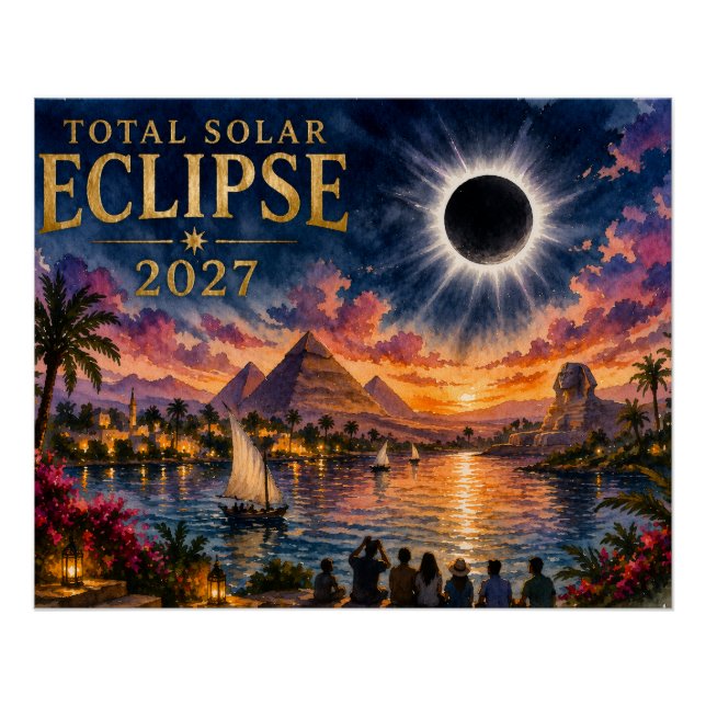 Pôster Eclipse Total Solar 2027 Egito (Frente)