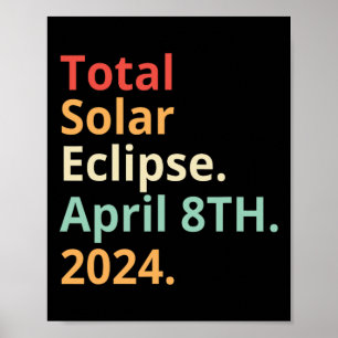 Poster Eclipse Total Solar Vintage 8 de Abril de 2024 