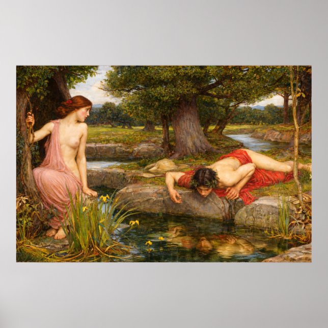 Poster Eco e Narciso por John William Waterhouse (Frente)