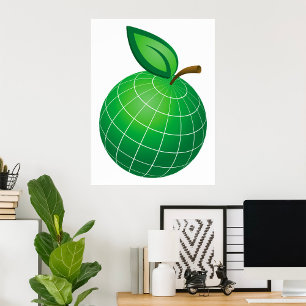 Poster Eco Globe Fruta Terra Esfera Folha Verde