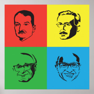 Poster Econ Head - Mises, Hayek, Rothbard, Friedman