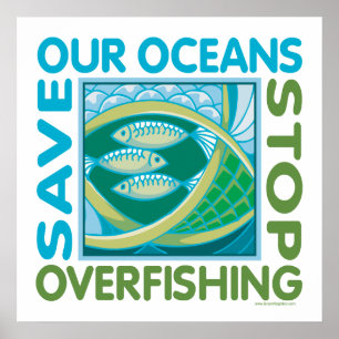 Pôster Economize nossos oceanos - Pare de sobrepesca