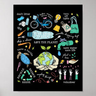 Poster Economize O Planeta Reduza A Utilização Do Recicla
