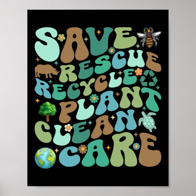 Poster Economize o Reciclar de resgate da planta Clean Ca (Frente)
