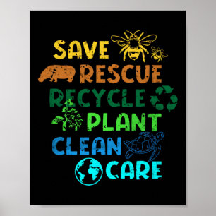 Poster Economize Reciclar Planeta de Emergência Alteraçõe