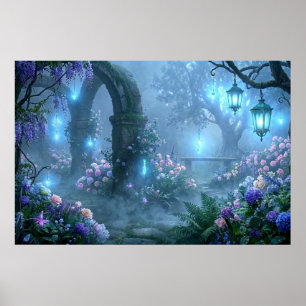 Poster Ecos Amorfos do Jardim da Névoa Azul