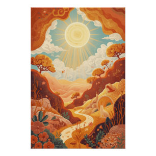 Pôster Ecos do Sol – Poster de Paisagem Dourada Sonhadora