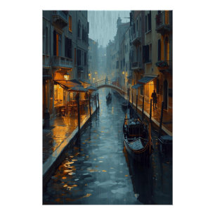 Pôster Ecos em Ouro – A Noite Chuvosa Pintada de Veneza