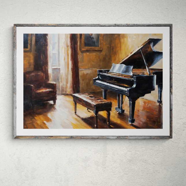 Poster Ecos Melódicos: Piano Vintage na Sala Russa (Criador carregado)