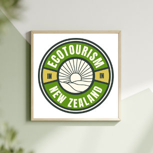 Poster Ecotourismo Logotipo de Viagem Verde Nova Zelândia