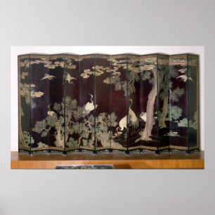 Poster Ecrã de coromandel que representa gruas