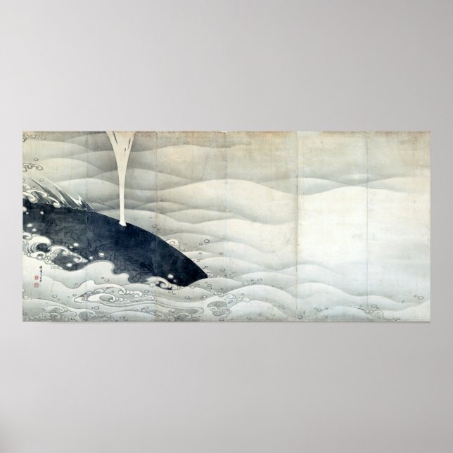 Pôster Ecrãs de elefante e baleia por Ito Jakuchu (Frente)