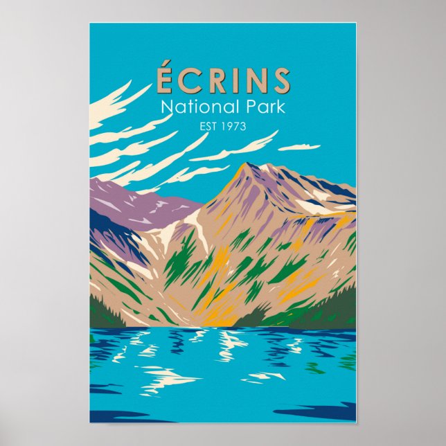 Poster Ecrins National Park Dauphine Alps França (Frente)