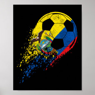 Poster Ecuador Ecuadorian Flag Footll Player 