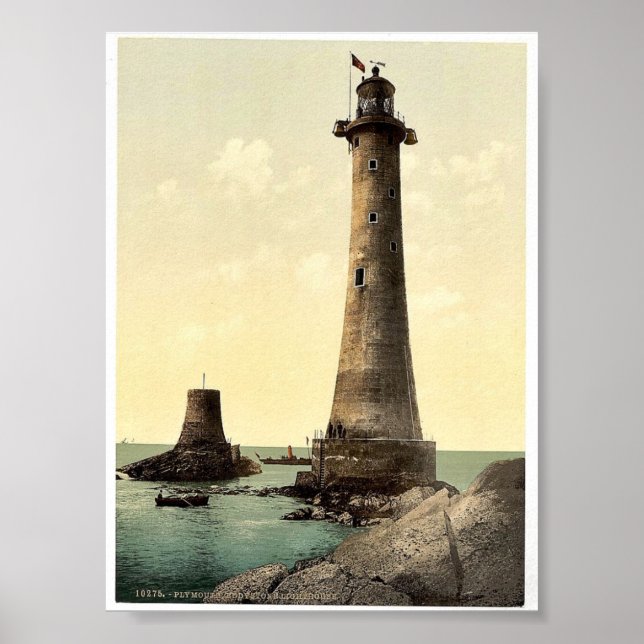 Pôster Eddystone Lighthouse, Plymouth, Ph clássico de Ing (Frente)