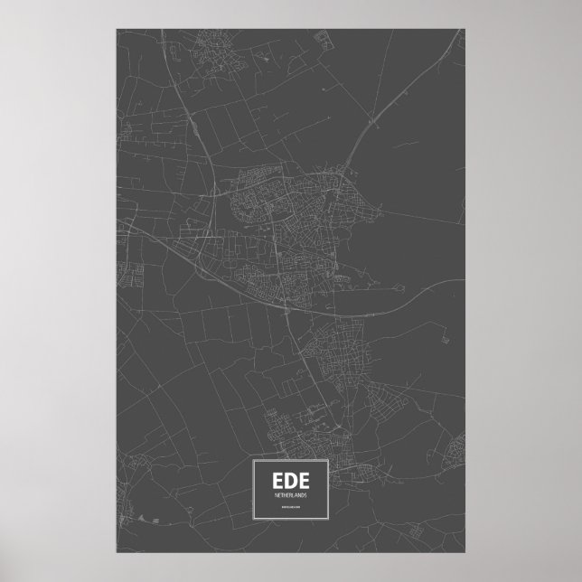 Pôster Ede, Holanda (branco no preto) (Frente)