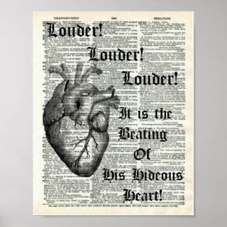Poster Edgar Allan Poe Diga Tale Heart Dictionary Impress
