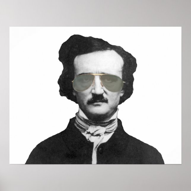 Pôster Edgar Allan Poe em óculos escuros (Frente)