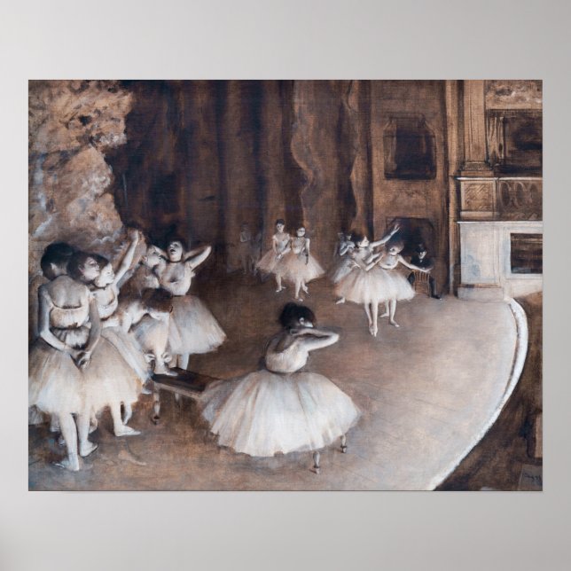 Poster Edgar Degas - Ballet Rehearsal on Stage (Frente)