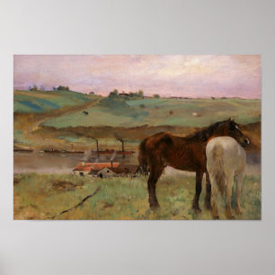 Poster Edgar Degas - Cavalos num Prado