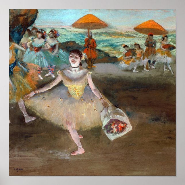 Poster Edgar Degas - Dançarina com Buquê, Curvando-se no  (Frente)
