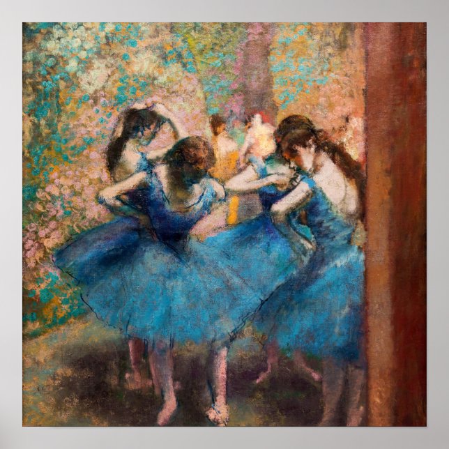 Poster Edgar Degas - Dançarinas em azul (Frente)
