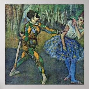 Pôster Edgar Degas - Harlequin and Columbine