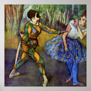 Pôster Edgar Degas - "Harlequin & aquilégia "