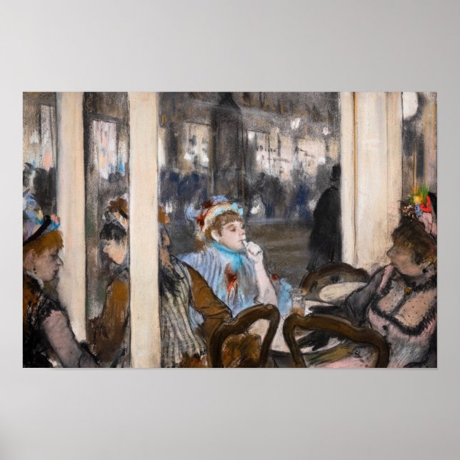 Poster Edgar Degas - Mulheres num terraço de café à noite (Frente)