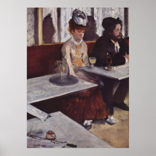 Poster Edgar Degas - óleo do café da mulher do homem do