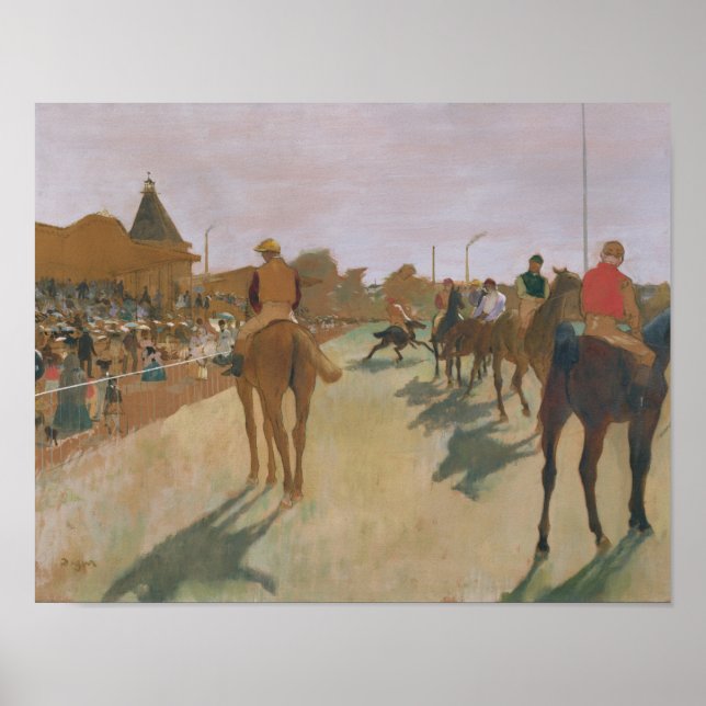 Pôster Edgar Degas | Raça Cavalos em frente aos Terrenos (Frente)