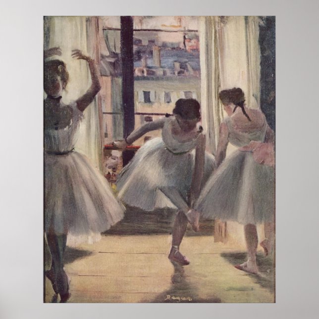Pôster Edgar Degas - Três Dançarinos na Sala de Prática 1 (Frente)