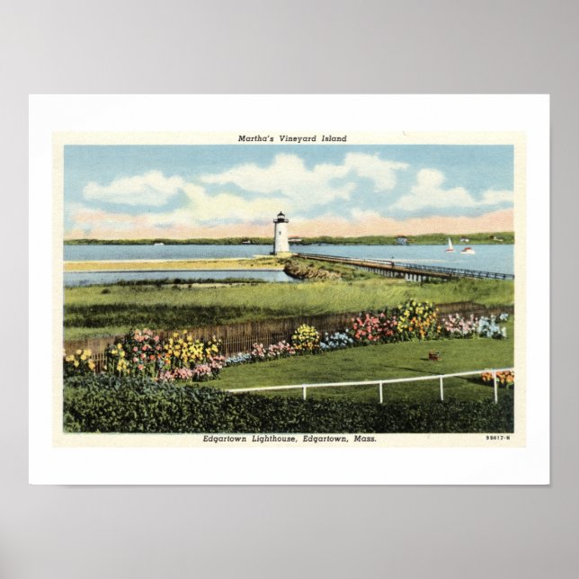 Poster Edgartown Lighthouse Martha's Vineyard c1925 (Frente)