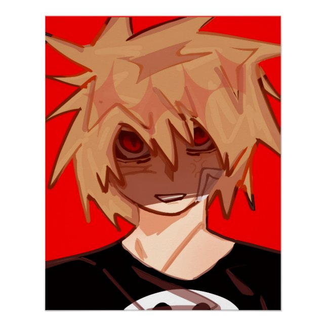 Pôster Edgy Anime Boy Grunge Aesthetic  (Frente)