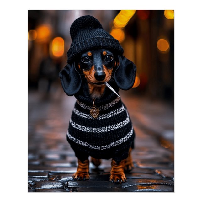 Pôster Edgy Dachshund (Frente)