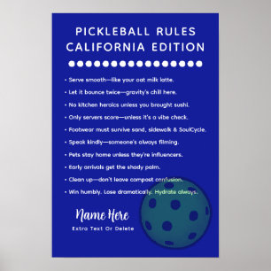 Poster Edição Califórnia de Pickleball Personalizado