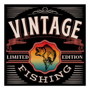 PÔSTER EDIÇÃO LIMITADA DA PESCA DA VINTAGEM