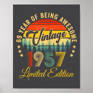 Poster Edição Limitada de 1957 Vintage 69 Anos 69º Aniver