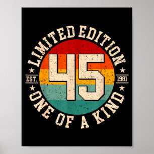 Poster edição limitada de 45 anos vintage 1981 45º