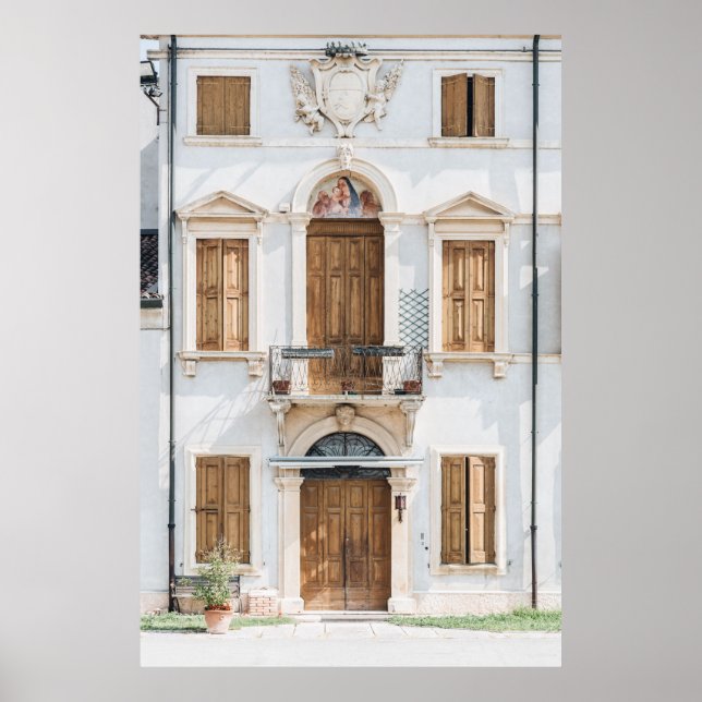 POSTER EDIFÍCIO BRANCO CONCRETO COM PORTAS DE MADEIRA E V (Frente)