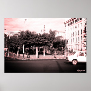 Poster Edifício de carros vintage Argélia Argel