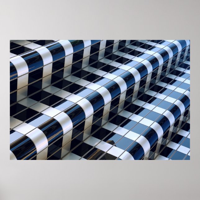 Poster Edifício do arranha-céu, preto e cinza (Frente)