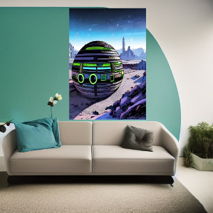 Poster Edifício em cubo num planeta alienígena   AI Art P