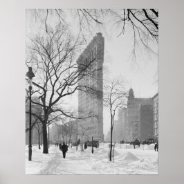 Poster Edifício Flatiron no Inverno, 1905. Foto Antiga