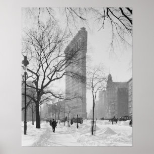 Poster Edifício Flatiron no Inverno, 1905. Foto Antiga