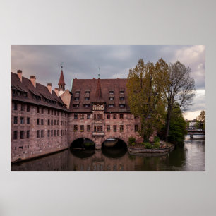 Poster Edifício histórico ao pôr do sol em Nuremberga, Al