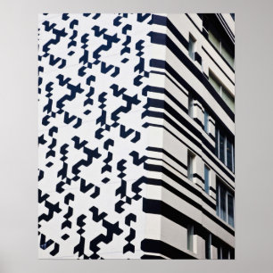 Poster Edifício moderno preto e branco em Hong Kong