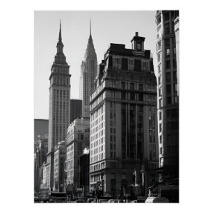 Pôster Edifício sofisticado de Cidade Branca e Negra