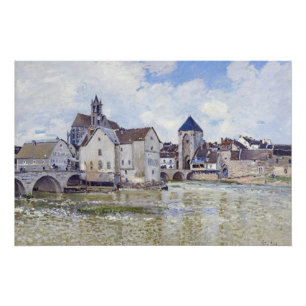 Pôster Edifícios Alfred Sisley e pontes com água