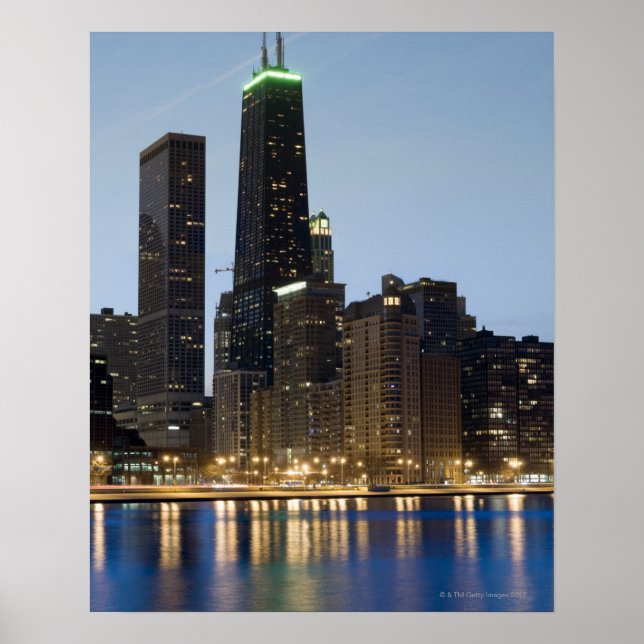 Poster Edifícios ao longo da lakefront de Chicago centro (Frente)